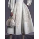 thumbnail image 4 of Vestido elegante de mujer de corte A de longitud media con estampado floral vintage, cuello alto, mangas acampanadas, vestido de fiesta de noche, 4 of 4