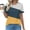 Yellow, variant on YHAJDS Women Tops Short Sleeve Round Neck Color Print Pullover Blouse with Ruffle Detail Casual Summer Tee