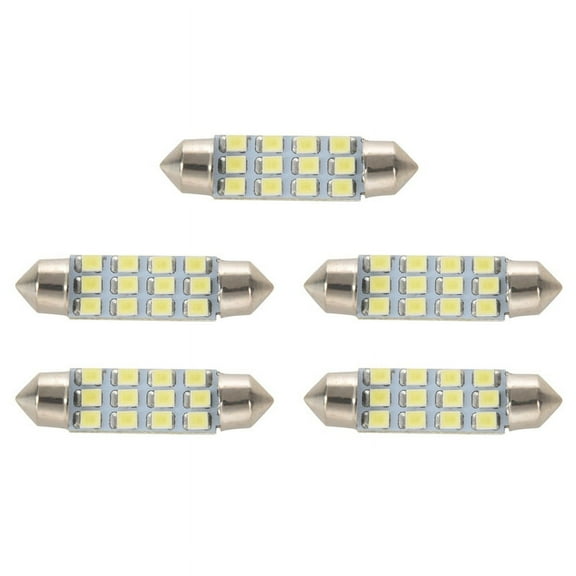 5pcs 42mm 12 SMD 3528 LED White Car Interior C5w Dome Festoon Bulb Light Lamp DC 12V