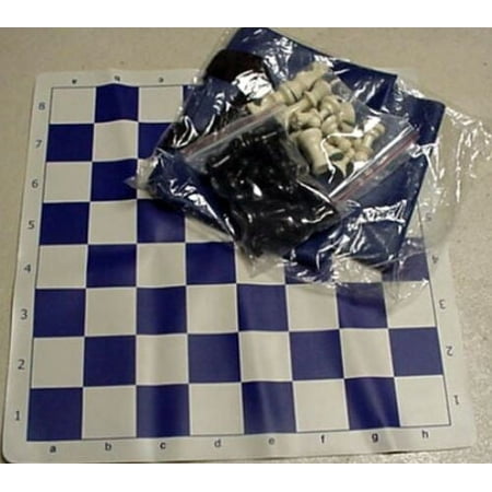 Tournament Chess Set with Chess Pieces with 2 Extra Queens - 3.75 Inch King, Blue/White Board and Blue Vinyl Bag