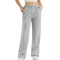thumbnail image 1 of Womens Sweat Pants, Fashion Casual Solid Color Waist Sweatpants with Side Pockets, 1 of 6