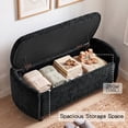 thumbnail image 3 of Furniliving 46.5" Chenille Storage Bench, Button-Tufted Upholstered Ottoman with Hidden Storage, End of Bed Bench for Bedroom Entryway Living Room, Black, 3 of 12