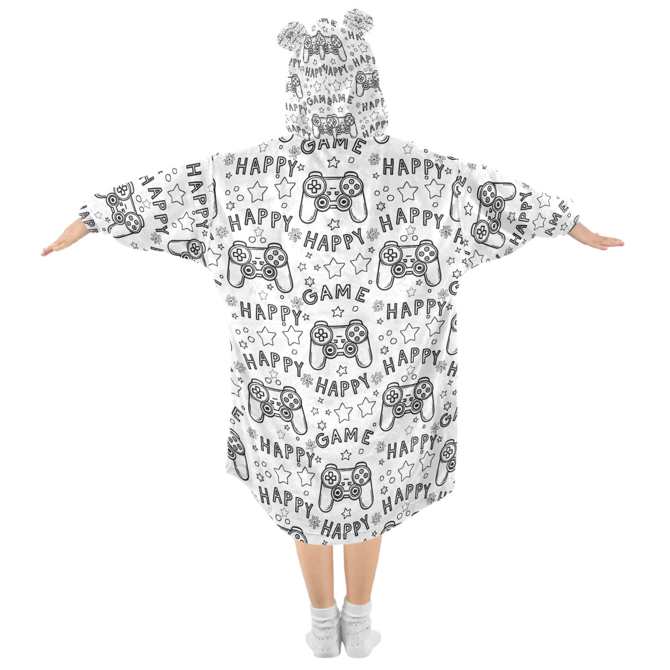 joogoo Blanket Hoodie for Cartoon Gamepad Oversize Sweatshirt 3-14 YR L