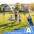 thumbnail image 4 of Hommoo 3 in 1 Swing Sets with Kids Slide Saucer Swing & Belt Swings Seat, Outdoor Heavy-Duty Metal Playset Swing Set for Backyard, Blue, 4 of 7