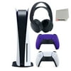 Sony Playstation 5 Disc Version (Sony PS5 Disc) with Extra Galactic Purple Controller and Black PULSE 3D Headset Bundle
