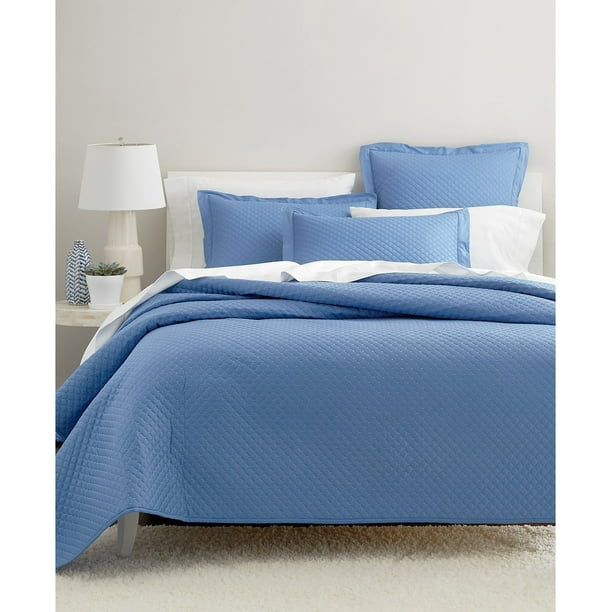 Charter Club Damask Diamond Quilted Coverlet and Sham. 210Thread Count, 100, King, Marina (New