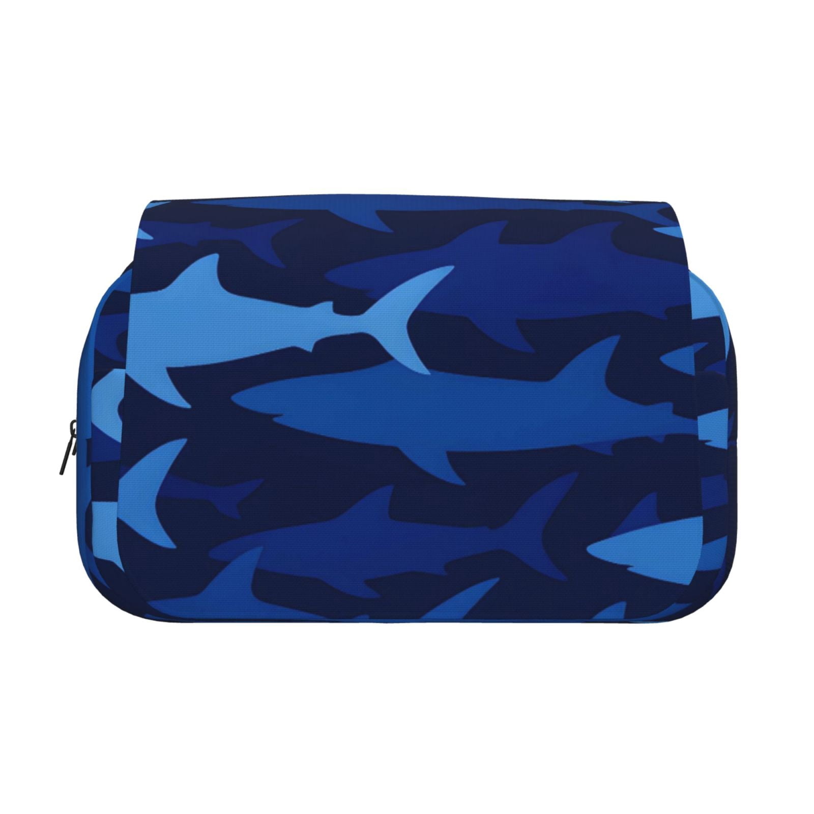 Large-Capacity Flip-Top Double-Layer Pencil Case, Multi-Functional Pocket Pen Case, Durable Stationery Organizer Blue Camouflage Shark Pattern