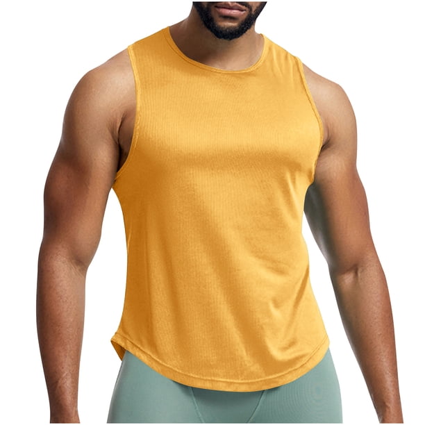 pstuiky Camisetas sin mangas para hombre, Camiseta deportiva transpirable de malla sin mangas de color sólido para hombre de moda Chaleco para hombre xl