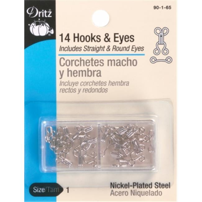 Hooks /& Eyes Size 0 14//Pkg-Nickel