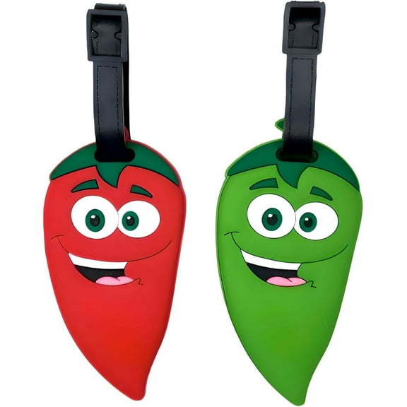 2-Pack Chili Pepper Luggage Tags – Funny Food Themed Silicone ID Tags for Suitcases and Bags – Unique Travel Accessories for Teens & Adults