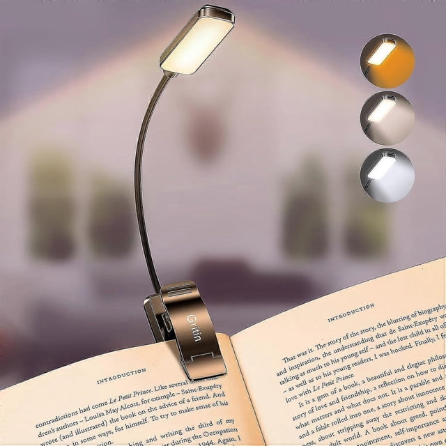 Lámpara de lectura recargable de 9 LED para protección ocular, 3 temperaturas de color, atenuación continua, pequeña y ligera, con clip s202412245109