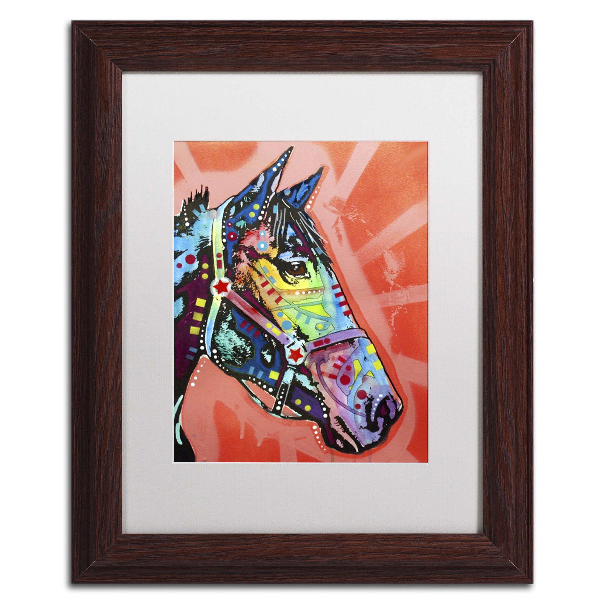 Trademark Fine Art 'WC Horse 3' Canvas Art by Dean Russo, White Matte, Wood Frame