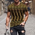 thumbnail image 3 of nsendm Chemise pour Homme Chemise Adulte Homme Chemise Habillée Vêtements pour Hommes Chemise Décontractée pour Hommes Hauts Mode Imprimé Numérique 3D Col Rond Chemise Habillée pour Hommes (Or, 3TG), 3 of 5