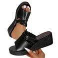 thumbnail image 3 of Eltusu Women Wedge Slide Sandals, Fashion Slip On Soft Bottom Open Toe Ladies Shoes Black Size 8.5, 3 of 9