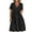 Black, variant on LADIGASU Women 2024 Short Sleeve Summer Dress V Neck Smocked Waist Casual Flowy A Line Tiered Midi Dresses