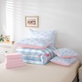 thumbnail image 6 of Homewish Kawaii Bow Tie 7-Piece Twin Bedding Sets,Retro Bowknot Ribbon Bedding Comforter Set,Blue Classic Geometric Check Sheet Sets For Girls Kids,Luxury Bedroom Decor Reversible, 6 of 8