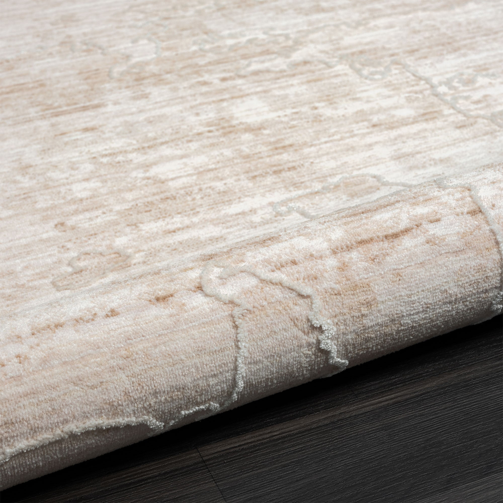 Laddha Home Designs 7.75' x 9.75' Loomed Abstract Rectangular Area Throw Rug - Beige and Cream