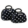 Rockland Luggage Deluxe 2-Piece Designer Cosmetic Bag Set, Black Dot