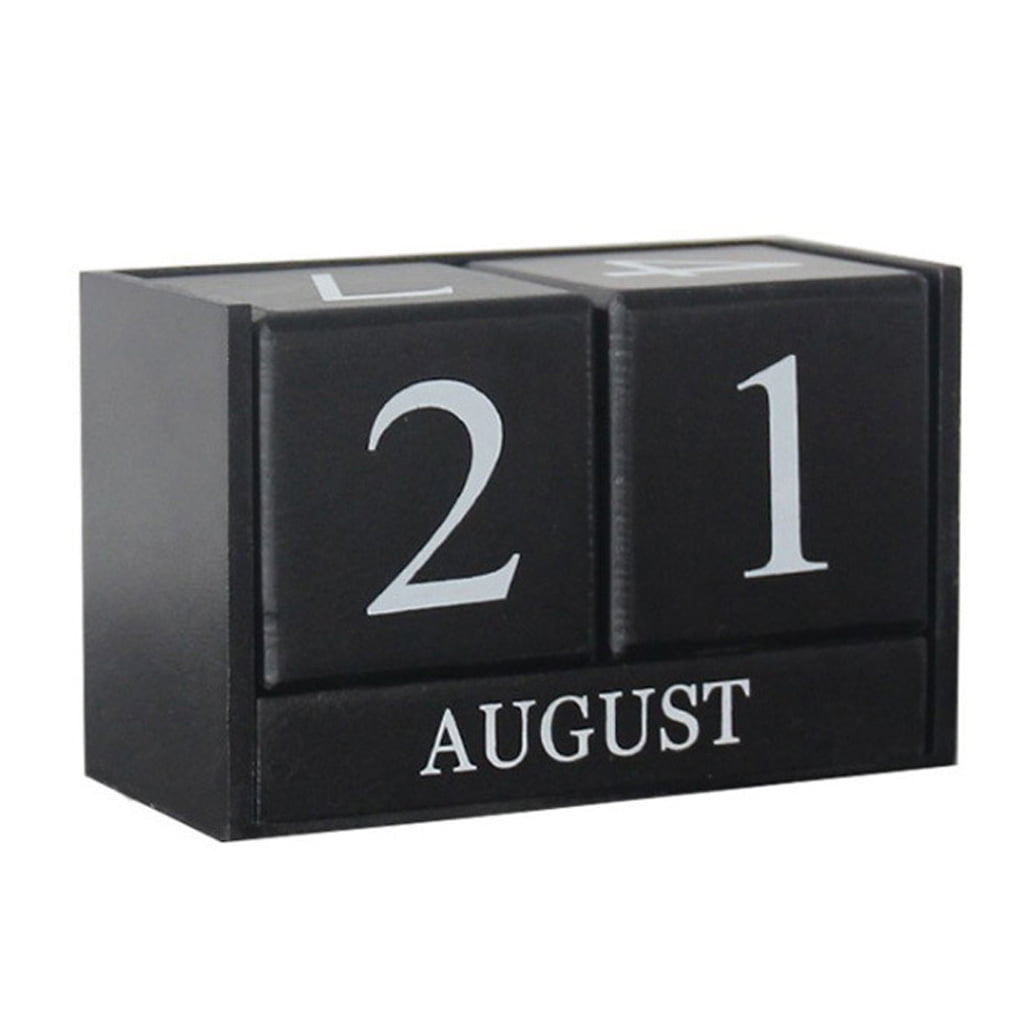 Fashionhome Perpetual Desktop Wooden Calendar Wood Block DIY Month Date ...