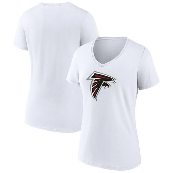 Women's White Atlanta Falcons Primary Team Logo V-Neck T-Shirt