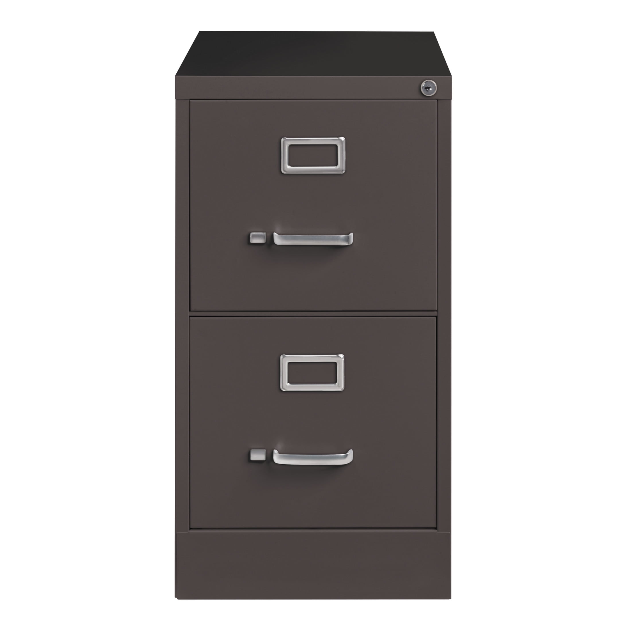 Hirsh 2 Drawer Letter Locking Metal Vertical File Cabinet, 26.5" Deep, Medium Tone Brown