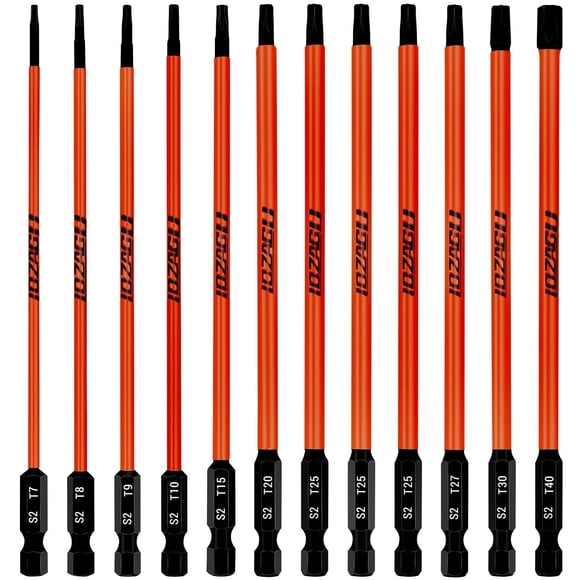 Juego de brocas Torx LOZAGU, 12 piezas de largo, 152 mm, T7 a T40, magnéticas
