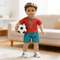 thumbnail image 6 of 18 Inch Doll Soccer Outfit, Striped Football Jersey & Shorts Casual Set, Sports Team Uniform for 18" Dolls Match Play Costume, 6 of 6