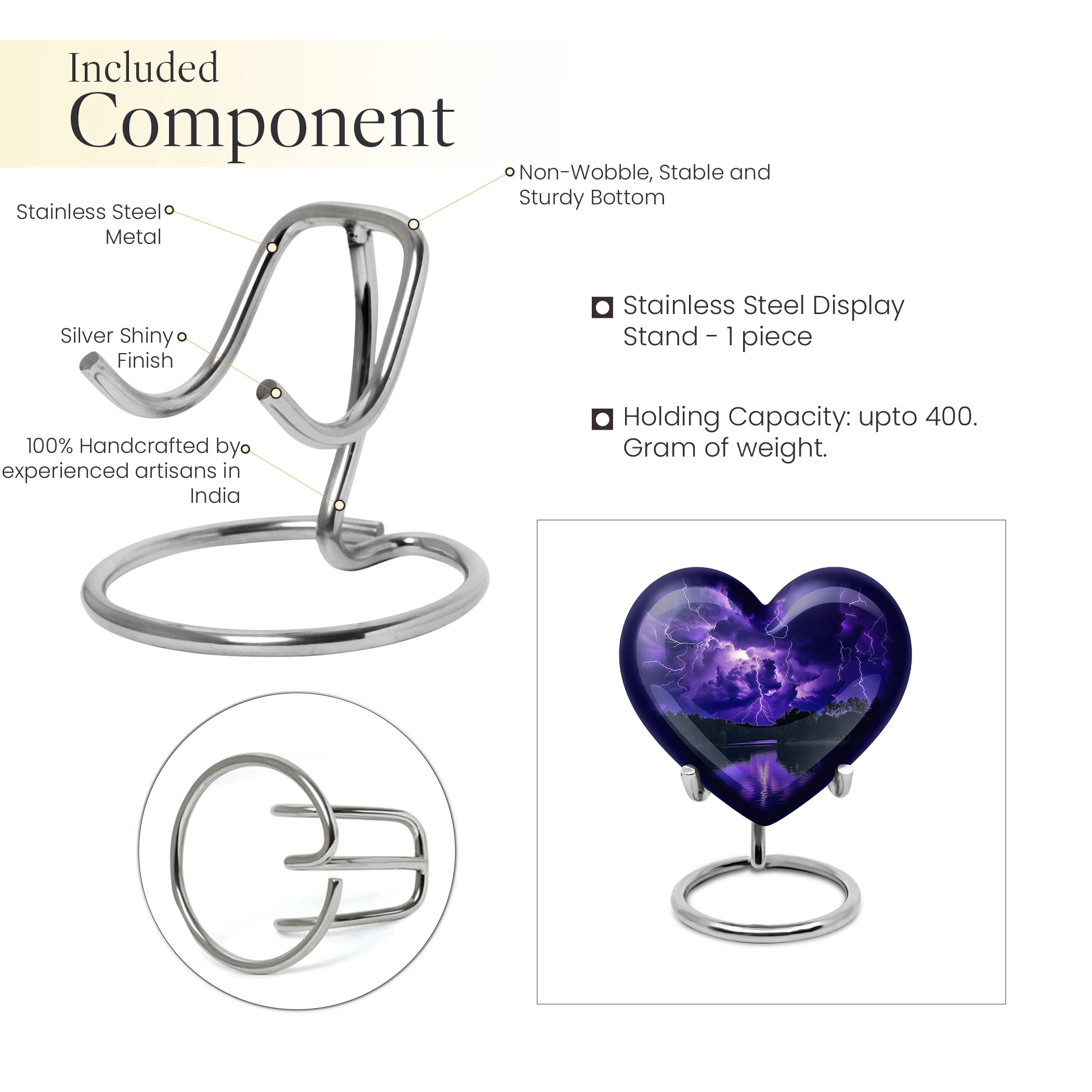 Purple Heart Urn For Human Ashes Adult Women - Purple Urns for Human Ashes Adult - Funeral Urns For Mom - Cremation Urn - 3inch, Small/Mini Size - Single 1Pcs