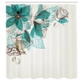 thumbnail image 3 of Ambesonne Retro Shower Curtain, Flowers Buds Leaf, 69"Wx84"L, Teal Pale Green, 3 of 5