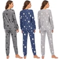 thumbnail image 3 of Xinhuaya Womens Pajama Set Long Sleeve Sleepwear Star Print Nightwear Soft Pjs Lounge Sets with Pockets, 3 of 10