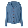 thumbnail image 6 of vigerkar Women's Hooded Cardigan Solid Color Sweaters Button Down Open Front Knit Outerwear Coats (Sky Blue, XL), 6 of 8