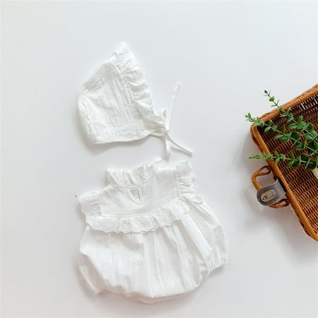 

eczipvz Baby Girl Clothes Toddler Summer Girls Sleeveless Daisy Flower Print Romper Bodysuit Clothes with Headband 2pcs Set Outfits White