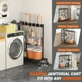 thumbnail image 4 of Broom Holder with Cleaning plies Organizer Broom Closet Storage Cabinet with Cleaning Caddy Cleaning Cart with Mop Hanger Gripper Rack Hooks Janitorial Housekeeping cart Laundry Room Organization, 4 of 8