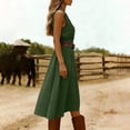 thumbnail image 6 of LIaqionyy Women Dress Sleeveless Crew Neck Casual Outfits Cotton Linen Midi Elegant Dresses Vacation Summer Sundress, 6 of 8