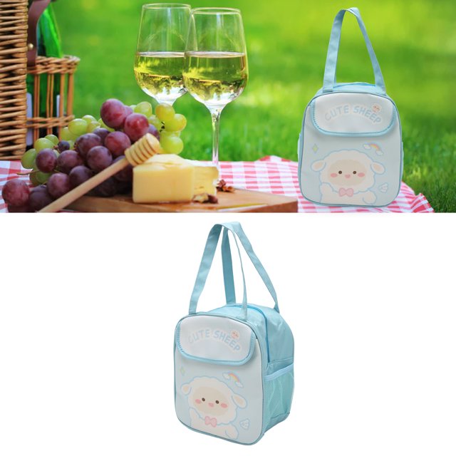 Bolsa de Almuerzo aislada Para Niñas Patrón de Dibujos Animados Papel de Aluminio de Gran Capacidad Espesar Caja de Almuerzo Kawaii Para Oficina Escuela 9.2 x 5.3 x 7.