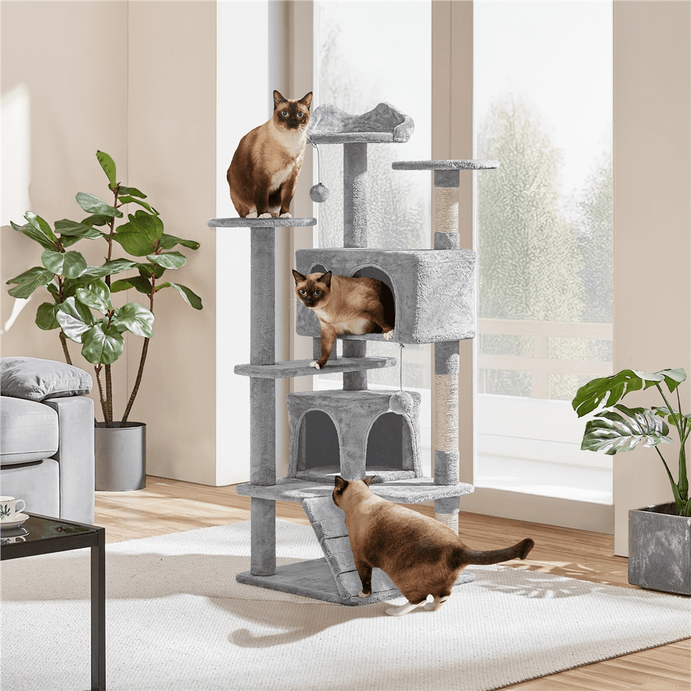Renwick 54.5" Cat Tree Tower with Condos and Scratching Posts, Light Gray