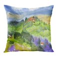 thumbnail image 1 of BOSDECO Colorful Abstract Italian Landscape Watercolor Green Beautiful Color Country Drawing Drawn Pillowcase Pillow Cover Cushion Case 18x18 inch, 1 of 1