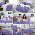 thumbnail image 5 of 3 Piece Purple Floral Duvet Cover Set Full Size, Microfiber Comforter/Quilt Cover with Corner Ties and 2 Pillowcases, Spring Abstract Art Flower Botanical All Season Soft Bedding with Zipper Closure, 5 of 8
