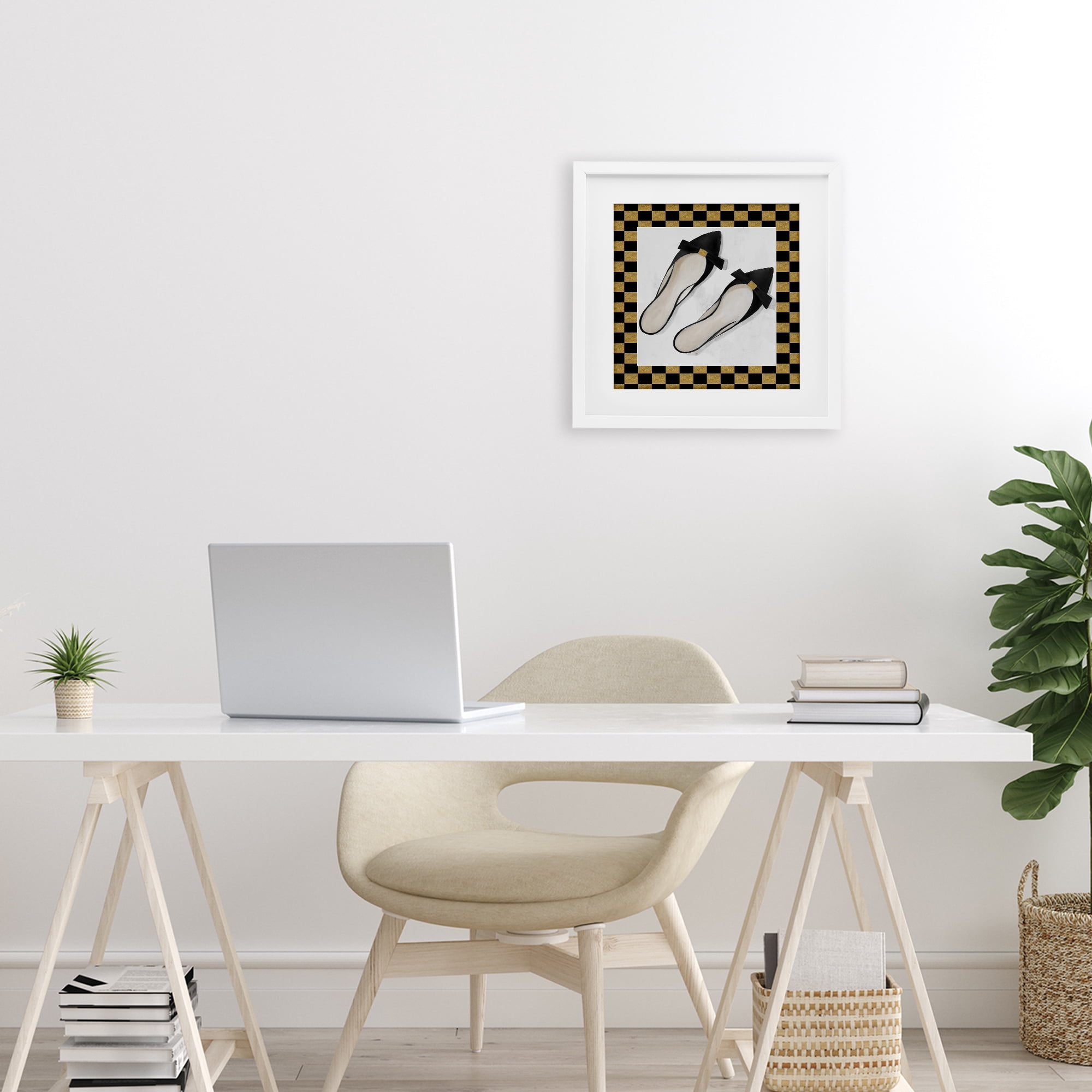 Stupell Industries Sleek Black Sliders White Framed Print Under Glass, design by Lorenzo Collective