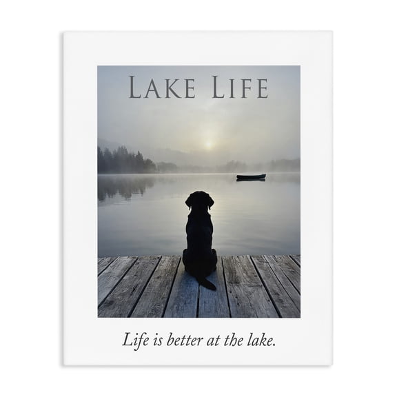 Stupell Industries Lake Life with Dog Canvas Wall Art, design by A Barefoot Stylist