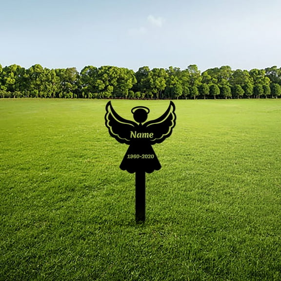 Custom Angel Cemetery Stake, Memorial Metal Angel Stake Personalized, Grave Marker, Memorial Stake for Ourdoor, Memorial Angel