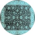 thumbnail image 1 of Ahgly Company Indoor Round Oriental Light Blue Traditional Area Rugs, 4' Round, 1 of 4