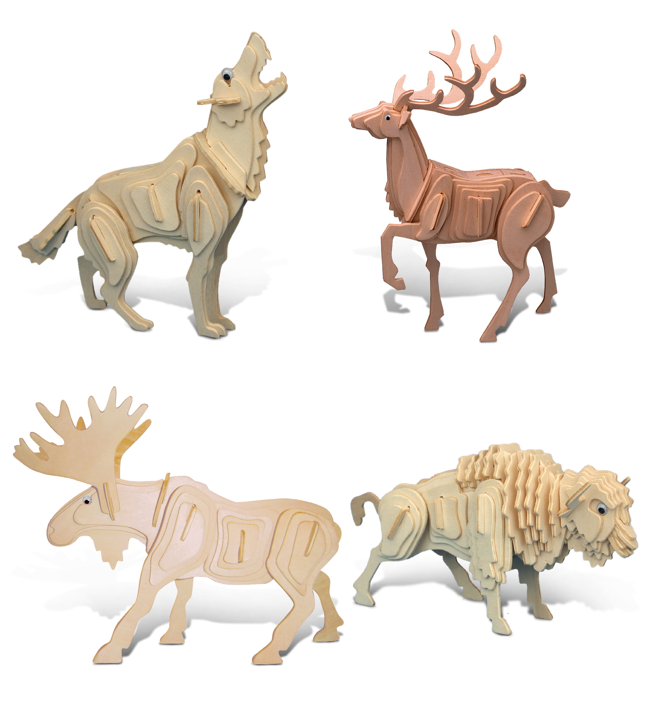 3D Wooden Animal Puzzle Assembly Educational Puzzles 14 Different Choices