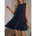 thumbnail image 3 of Womens Cute Dress A-Line Round Neck Dress Sleeveless Navy Blue S, 3 of 6