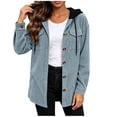 thumbnail image 6 of Iyufng Womens Hooded Corduroy Jackets Button Down Long Sleeve Casual Coat with Chest Pockets and Drawstring Hood, 6 of 9