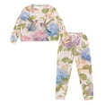 thumbnail image 2 of DISNIMO Hummingbird Flower Print Lounge Sets for Women Long Sleeve Sleepwear Pullover Top Long Pants Pajama Set Crew Neck Nightwear Casual Fashion Pajama Outfits 2 Piece Pjs Sets, M, 2 of 7