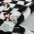 thumbnail image 3 of HOMERRY 2' x 6' Fluffy Runner for Kitchen Hallway Geometric Check Runner Rug Fuzzy High Pile Plush Carpet, Black White, 3 of 5