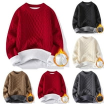 Women Cable Knit Vintage Sweater Loose Casual Thick Warm Knitted Sweater Unisex Woven Crewneck Knitted Fall Winter Clothes (Beige,Large)