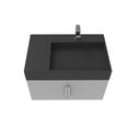 thumbnail image 2 of Amazon 30" Gray Wood Floating Vanity with Black Top and Chrome Trim, 2 of 10