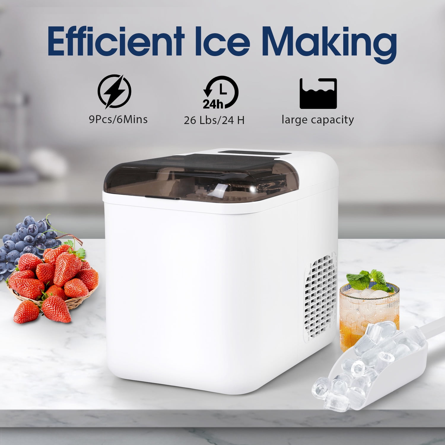 WiFI Smart Ice Maker Machine,35lbs/24H Ice Maker Countertop, Tank Storage 1.3L,Portable Self-Cleaning Ice Maker,APP Control Countertop Fast Ice Maker with Ice Scoop for Home, Camping,Bars,Coffee Shop